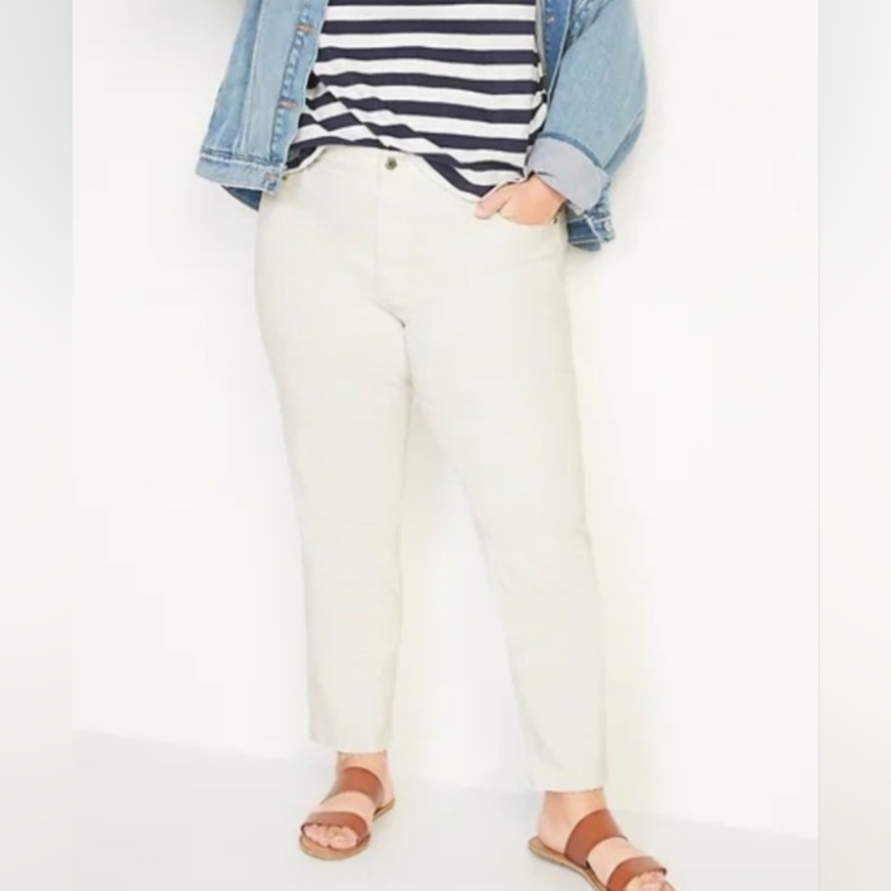 ✨NAUTICAL CRISP WHITE DENIM BOYFRIEND JEANS PLUS SIZE 18 CLASSIC PANTS NWT